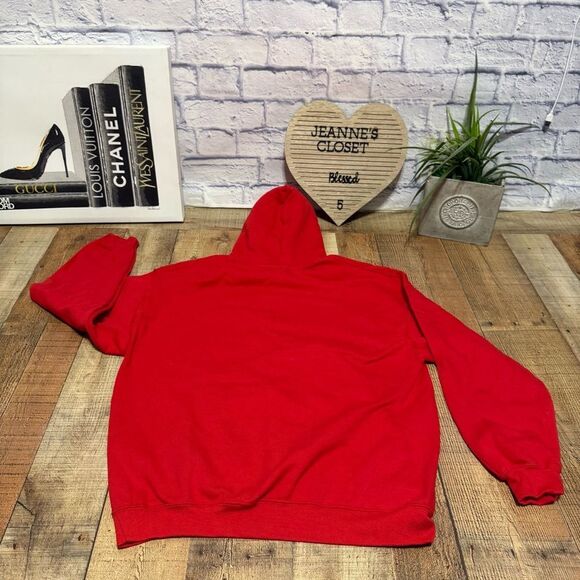 Vintage 90’s Marlboro Logo Red Drawstring Hoodie Sweatshirt Size L - Picture 10 of 13